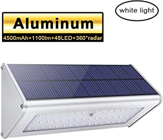 1100lm La luz solar 48 LED 4500mAh de una aleación de aluminio- impermeable al aire libre- radar de sensores de movimiento- aplicable en el porche- el jardín- el patio- el garaje - La luz blanca