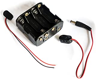 12 V de Potencia 8 x AA bateria Soporte Caso con 2-1 mm x 5-5 mm DC Plug and Bare Alambre Conectores 12 V ~ para CCTV- DIY- Arduinos- Motores- solenoides- Tiras LED rigido plastico Duradero