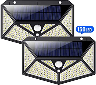 150 LED Luz Solar Exterior，HETP【Iluminacion omnidireccional 6 lados】Luces led Solares Exteriores con Sensor de Movimiento Lampara Solar Impermeable IP65 led Foco Solar para Exterior- paquete de 2