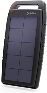15000mAh Cargador Portatil a Energia Bateria Solar- BigBlue 2 Puertos USB Bateria Externa Impermeable y Anti Shock 6 Luces LED de Emergencia - Carga Rapida para Tablet- Telefonos y Mas