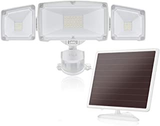 1500LM LED Luz Solar de Seguridad de Sensor de Movimiento con 3 cabezales de luz ajustables- 5000K- Impermeable IP65- Perfecto para el Uso al Aire Libre como Entradas- Patios- Garajes- etc.