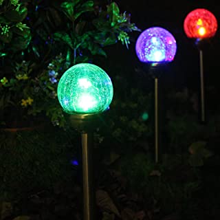 2 Pack Luces Solares Exterior Jardin Decoracion- LED de Cambia Color Diseno de Bola de Vidrio de Crackle para Jardin- Patio- Terraza- Navidad de NORDSD
