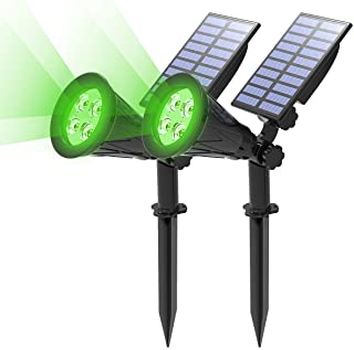 (2 Unidades) T-SUN Foco Solar- Impermeable Luces Solares Exterior- 2 Modos de Iluminacion Opcionales- angulo de 180° Ajustable- Luz de Jardin para Entrada- Entrada- Camino. (Verde)