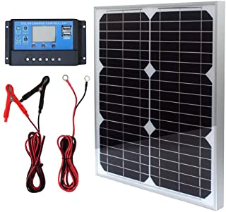 20 W 12 V Paneles Solares Kit de panel solar monocristalino Off Grid sistema para casas RV Barco con 10A Solar Control de carga cables solares