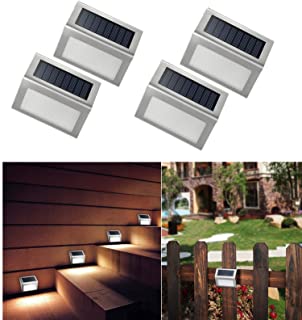 4 Piezas Luces Solares Focos LED Lámpara Solares Exterior-Impermeable Energía Solar con Acabado en Acero Inoxidable Buenas para Pared- Escaleras- Jardín de NORDSD
