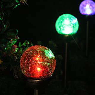4 Pack Luz Solar Exterior Jardin Decoracion- LED de Cambia Color Diseno de Bola de Vidrio de Crackle para Jardin- Patio- Terraza- Navidad de NORDSD
