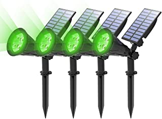 (4 Unidades )T-SUN Foco Solar- Impermeable Luces Solares Exterior- Luz de Jardin- 2 Modos de Iluminacion Opcionales- angulo de 180° Ajustable- Luz de Proyecto Solar para Entrada- Camino.(Verde)
