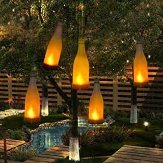 5 Piezas Luces Solares de jardin LED Luz Solar Luces de Botella con Efecto de Llama Parpadeante Luces Colgantes Decorativas para Jardin- Hogar- Arbol de Navidad- Fiesta