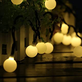 60 LED 10M Cadena Solar de Luces- IP65 Impermeable 8 Modos Luces Decorativas- Guirnalda Luces Exterior Luminosas para Exterior-Interior- Jardines- Casas- Boda- Fiesta de Navidad (Amarillo)