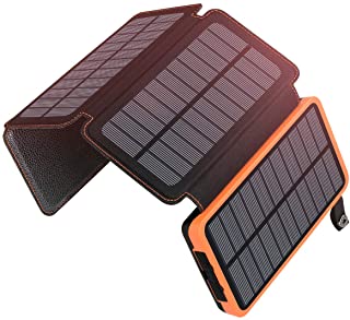 ADDTOP Cargador Solar 25000mAh Power Bank Portátil con 2 Ports 2.1A Output Batería Externa Impermeable con 4 Paneles Solar para iPhone- iPad y Samsung Galaxy y más