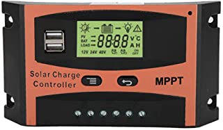 Akozon MPPT Controlador de carga Placa de circuito PCB 12 V - 24 V Panel solar Regulador Pantalla LCD Controlador automático de batería (50A)