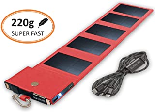 Cargador Solar Movil equipado con tecnología SunPower- Power Bank carga rápida- tamaño de bolsillo- Panel Solar compatible con iPhone- Samsung- Huawei- ideal para caminar- rojo