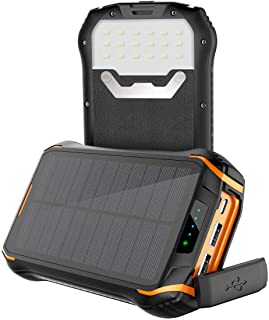 Cargador Solar con 26800mAh Power Bank Portátil- Soluser Batería Externa Impermeable 3 Carga Rápida Output Ports con Alta Eficiencia de Conversión para iPhone- Teléfono Android