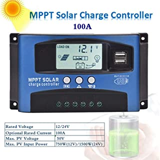 Controlador de carga solar- 12V-24V 30-100A Regulador de panel solar MPPT- Seguimiento de enfoque automático- gestión de carga trifásica- tubo MoS bidireccional anti-reflujo(100A)