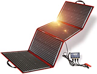 DOKIO Kit de panel solar monocristalino- portátil- plegable- incluye controlador de carga solar y cable PV para batería de 12 V