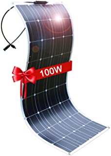 Dokio 100W 12V-24V Monocrystalline Flexible Ligero con Solar Cargador para carga Batería de 12v- para RV- Barco- Cabina- Tienda- Coche- Remolque- cualquier otra superficie irregular Solar MC4