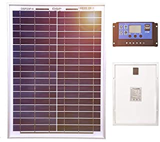 Dokio - Panel solar de 20 W para carga de batería de 12 V con controlador