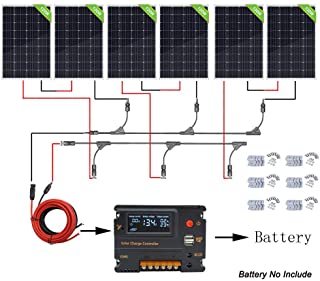 ECO-WORTHY - Kit completo de panel solar de 720 W y 24 V- panel solar de 6 pV con controlador de 20 A para barcos- tiendas de campaña- sistema de iluminación solar y otros equipos al aire libre