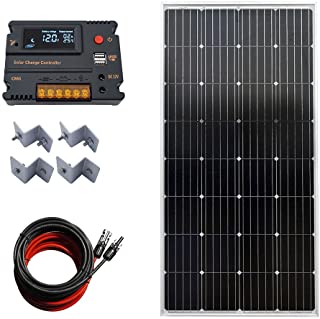 ECO-WORTHY Kit de arranque solar mono de 150 W 12 V con 20 A AMP LCD controlador de carga para rejilla de apagado RV barco autocaravana