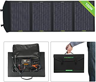 ECO-WORTHY - Panel solar portátil plegable de 100 W con controlador de carga con doble USB DC para portátil- tableta- iPad- iPhone- portátil- coche de 12 V- barco- RV- camping- senderismo- generador