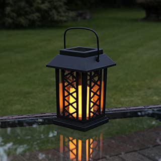 Festive Lights - Farol de jardín (funciona con energía solar- efecto parpadeante- LED ámbar- 17-5 cm).