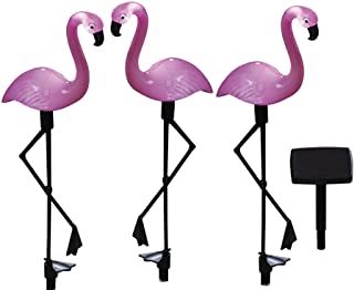 Flamingo - Ornamento de Jardín - Funciona con Energía Solar - Novedad en Iluminación para exteriores - Resistente a la Intemperie (3 piezas de plástico estándar)