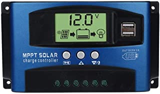 Fossrn MPPT Regulador de Carga 40A - 50A - 60A - 100A Regulador de Paneles solares Controlador de Carga de Inteligente 12V - 24V Auto Seguimiento de Enfoque (100A)