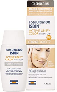 FotoUltra100 ISDIN Active Unify Color SPF 50+ - Aclara y unifica el tono de la piel - Triple Fotoprotección con acción despigmentante - 50ml