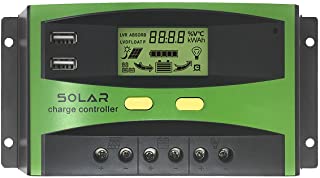 GIARIDE 30A 24V 12V Regulador de Carga Solar Panel Batería PWM Controlador Inteligente Parte USB Pantalla LCD Automático Protección Contra Sobrecarga Compensación Automática de Temperatura