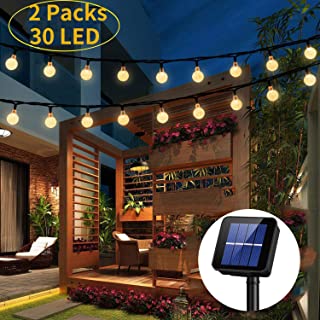 Guirnalda de luces solares-OxyLED 2 x 30 luces LED para jardín- patio- exteriores- impermeable- para interiores y exteriores- ideal para jardín- terraza- patio- exterior- Navidad (luz ambiental)