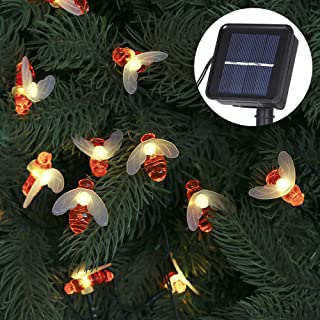 Guirnaldas Luces Solar- Tomshine Luz de Cadena de Abeja en 30 LED 6.3 Metro- 8 Modos Luces Jardin Exterior Blanco cálido con el Sensor Ligero para Jardín- Boda- Fiesta