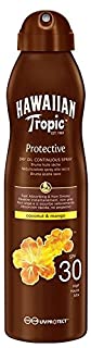 Hawaiian Tropic Protective Bruma Aceite Seco SPF 30 - Aceite bronceador en spray- Coco y Mango- 180 ml