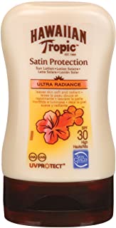 Hawaiian Tropic Satin Protection MINI Ultra Radiance - Loción Solar de Protección Alta SPF 30- Protege y Suaviza la Piel- Fragancia Frutas Tropicales- Formato Viaje 100 ml
