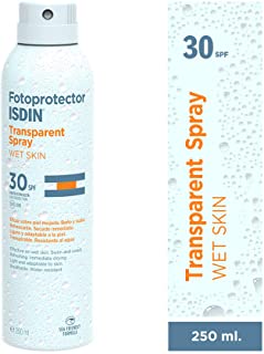 ISDIN Fotoprotector Transparent Spray Wet Skin SPF 30 - Eficaz Piel Mojada - Aplicación 360º - 250ml