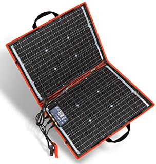 Kit solar PLEGABLE con panel solar de 80W CON REGULADOR- la estructura y la bolsa de viaje con asas para carga de batería de 12V
