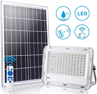 LEDMO Foco Solar Exterior 100W 10m Con controlador Encendido-apagado inteligente IP65 a prueba de agua 7000K Apto para almacén- garaje- jardín.