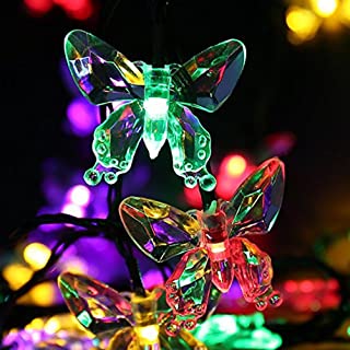 LEDMOMO Guirnalda Luminosa Cadena de Luces Solar Exterior Impermeable 20 LED Mariposa Decoración 4.5m Luz Multicolor