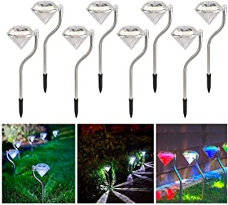 Luces LED Focos Solares Para Jardín- Luces de Estaca de Diamantes Para Exteriores- Iluminación de Paisaje- 7 Colores Cambiantes Para Caminar- Patio- Jardín- Entrada- Decoración de Patio (8 Unidades)