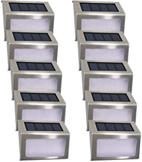 Luces Solares para Exterior Jardín 4LED Easternstar- Lámparas Solares impermeable IP44 Exterior- Solar Panel del acero inoxidable- 4 LED Ilumina a las escaleras- pared-patio y jardín etc.(10 unidades)