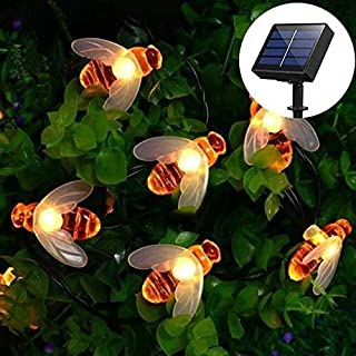 Luces de Cadena de Abeja- EONANT Bee String Lights 30LED a Prueba de Agua Honey Bees Luces Solares para Jardín al Aire Libre Summer Party Wedding Xmas Decoration (Blanco Cálido)