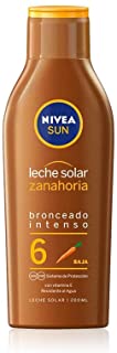 NIVEA SUN Leche Solar Zanahoria FP 6 (1 x 200 ml)- protección solar para un bronceado bonito y duradero- protector solar hidratante resistente al agua