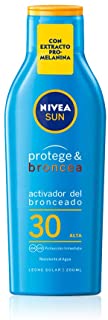 NIVEA SUN Protege & Broncea Leche Solar Activadora del Bronceado FP30 (1 x 200 ml)- potenciador del bronceado resistente al agua- protección solar alta