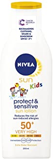 Nivea - Kids protect and sensitive- loción solar con- factor de protección solar 50+ muy alta- 200 ml