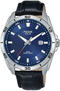 PULSAR- SOLAR GENTS STAINLESS STEEL BLUE DIAL STRAP WATCH