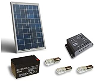 PuntoEnergia Italia - Kit Solar Votivo 20W Placa fotovoltaico Batería 12Ah 12V Controlador de carga - KV-20-B12