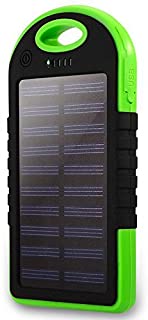 SHOP-STORY – Cargador Solar Universal con lámpara LED – Power Bank portátil Impermeable y antigolpes – Batería Externa de 5000 mAh con Doble Puerto USB – Verde