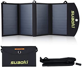 SUAOKI 25W Cargador de panel solar portátil- placa solar plegable- con 2 USB puerto de tecnología TIR-C- compatible con iPhone- iPad- Samsung y otros dispositivos electrónicos