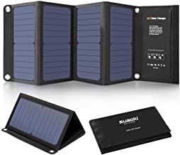 SUAOKI 28W Cargador Panel Solar Portátil Plegable con 3 Puertos de USB de QC 3.0 Carga Rápida- conversión de energía de hasta 23-- resistente al agua IPX4 para Teléfono móvil (negro)