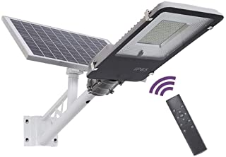 SUPERU Farola Solar LED para Exteriores- Atardecer hasta el Amanecer IP65 Impermeable Temporización Farola Solar Atenuación de 5 Niveles con Poste- Control Remoto (100Watt)