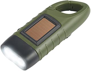 Simpeak Linterna LED Linterna Mini Portátil- LED Linterna de Mano Resistente al Agua con Cargador Solar Linterna Dinamo para Ciclismo-Camping- Montasmo - Verde del ejército